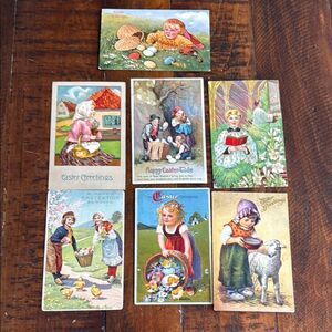 Lot of 7 Antique Easter Postcards 1909 - 1912 Vintage Collectible Set Lot Bundle